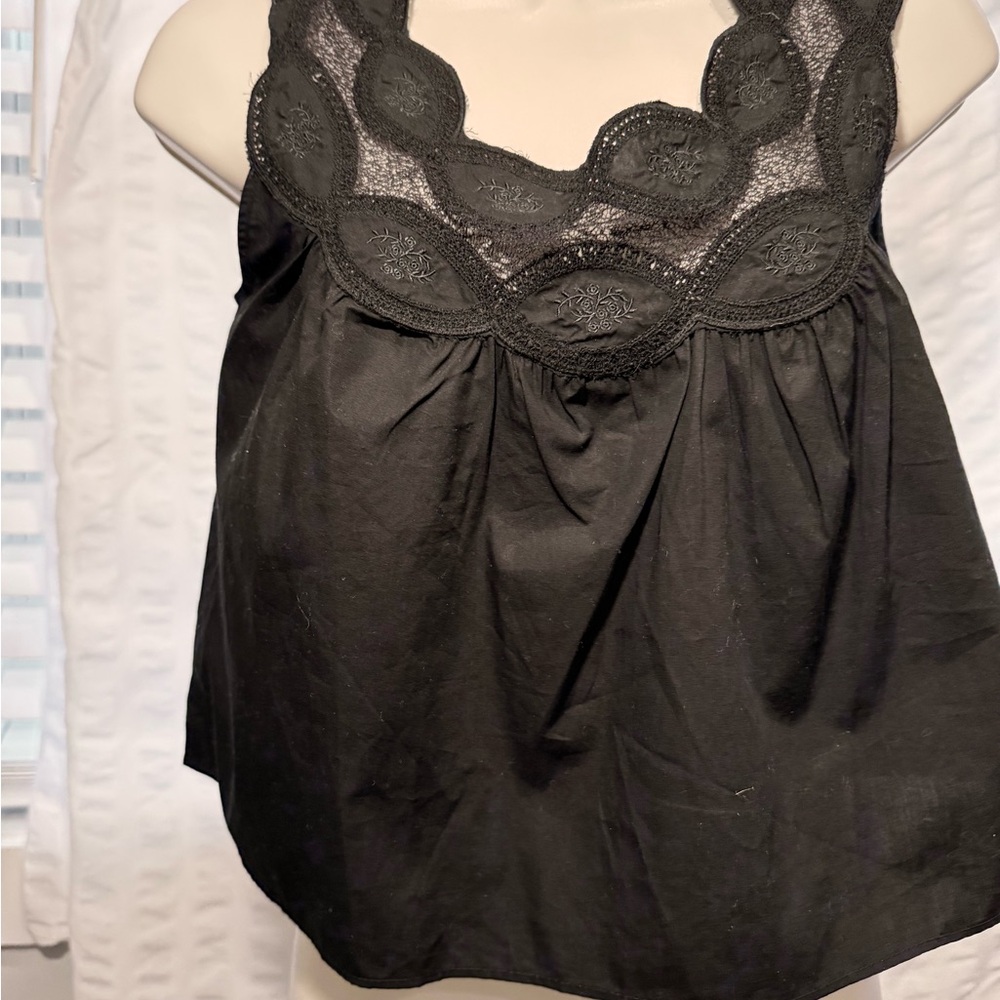J. Crew Black Lace Detail Chemise